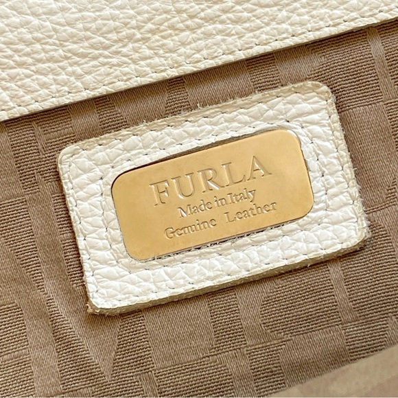 FURLA white leather foldable convertible crossbody top handle purse - Picture 12 of 12